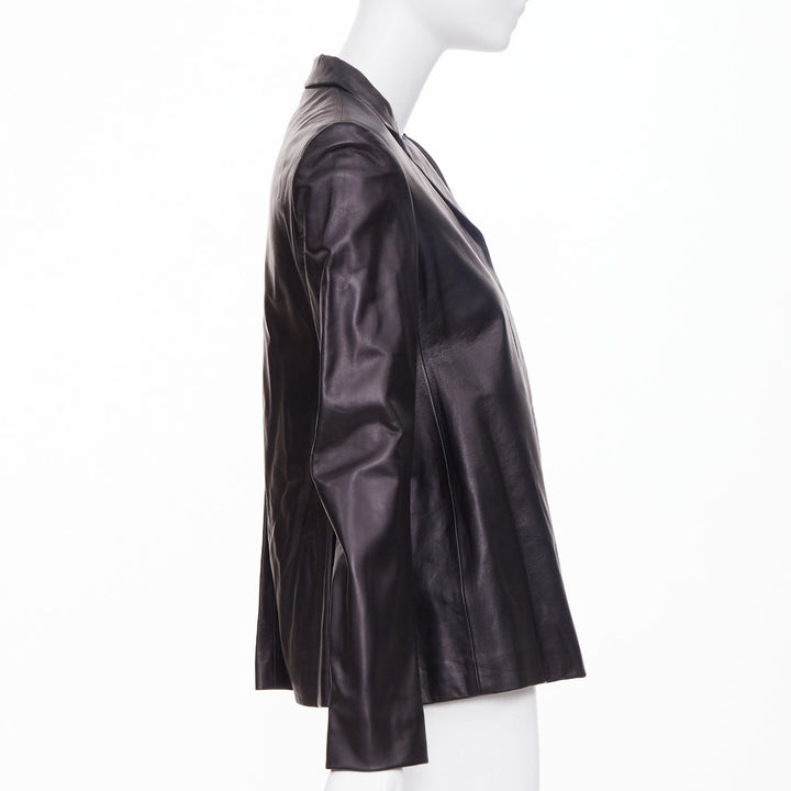 THE ROW black lambskin concealed snap minimalist black jacket blazer US2 S