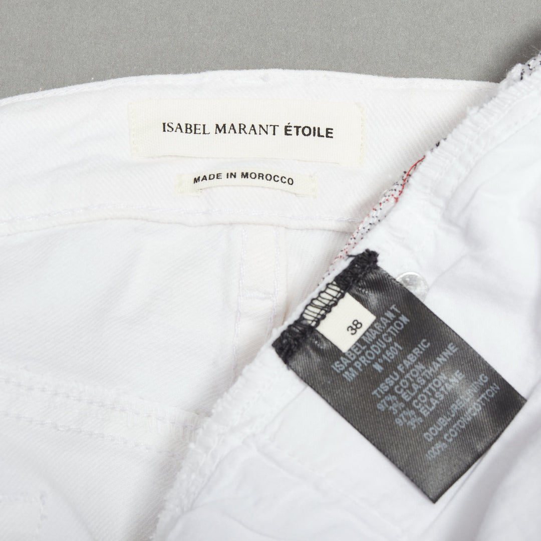 ISABEL MARANT ETOILE white denim red black stitch detail jeans FR38 M