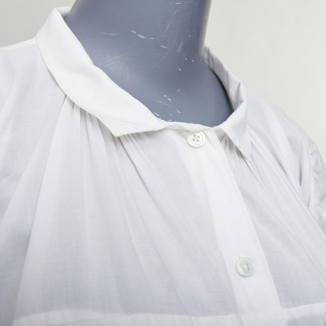 ANN DEMEULEMEESTER white cotton drawstrings ribbon ties sack shirt dress FR36 S