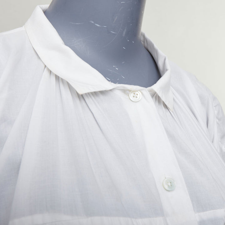 ANN DEMEULEMEESTER white cotton drawstrings ribbon ties sack shirt dress FR36 S