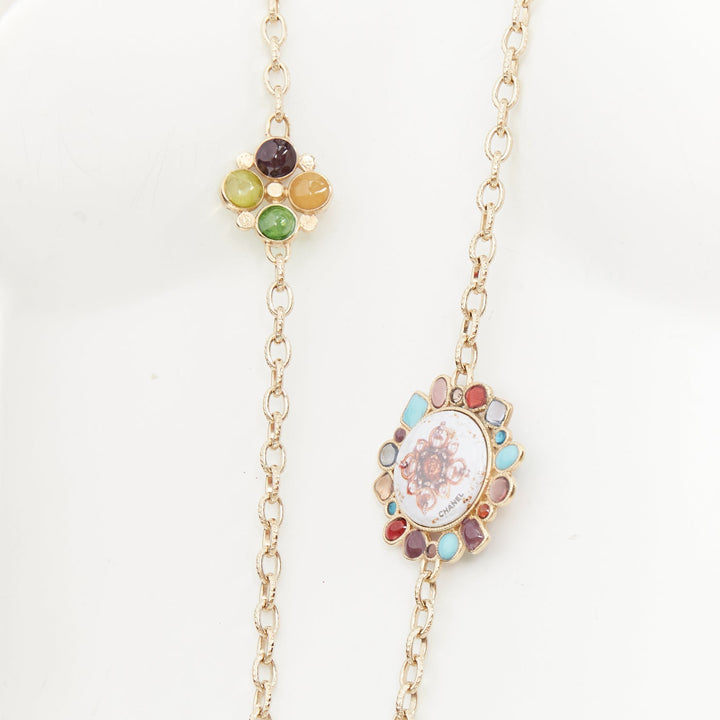 CHANEL 2008 08P Rue Cambon charm crystal rhinestone Gripoix sautoir necklace