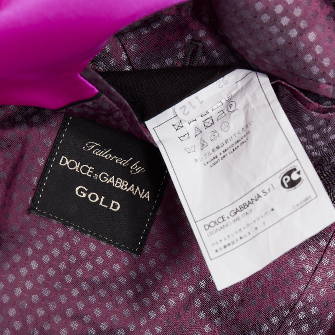 DOLCE GABBANA Gold pink velvet cotton silk blend tuxedo blazer IT52 XL