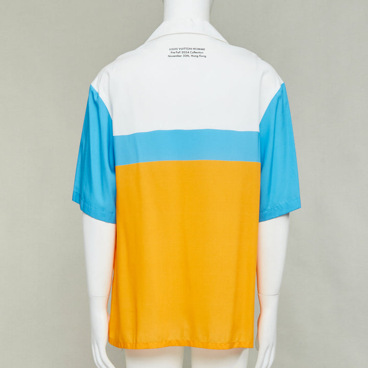 rare LOUIS VUITTON 2024 VIP LVers Limited yellow blue lyocell bowling shirt L