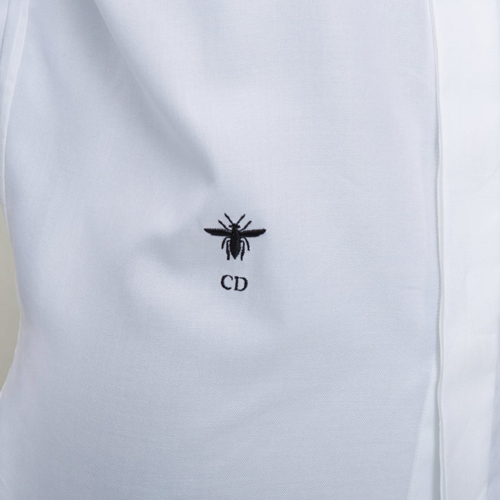 CHRISTIAN DIOR white cotton black CD bee embroidered classic shirt FR34 XS