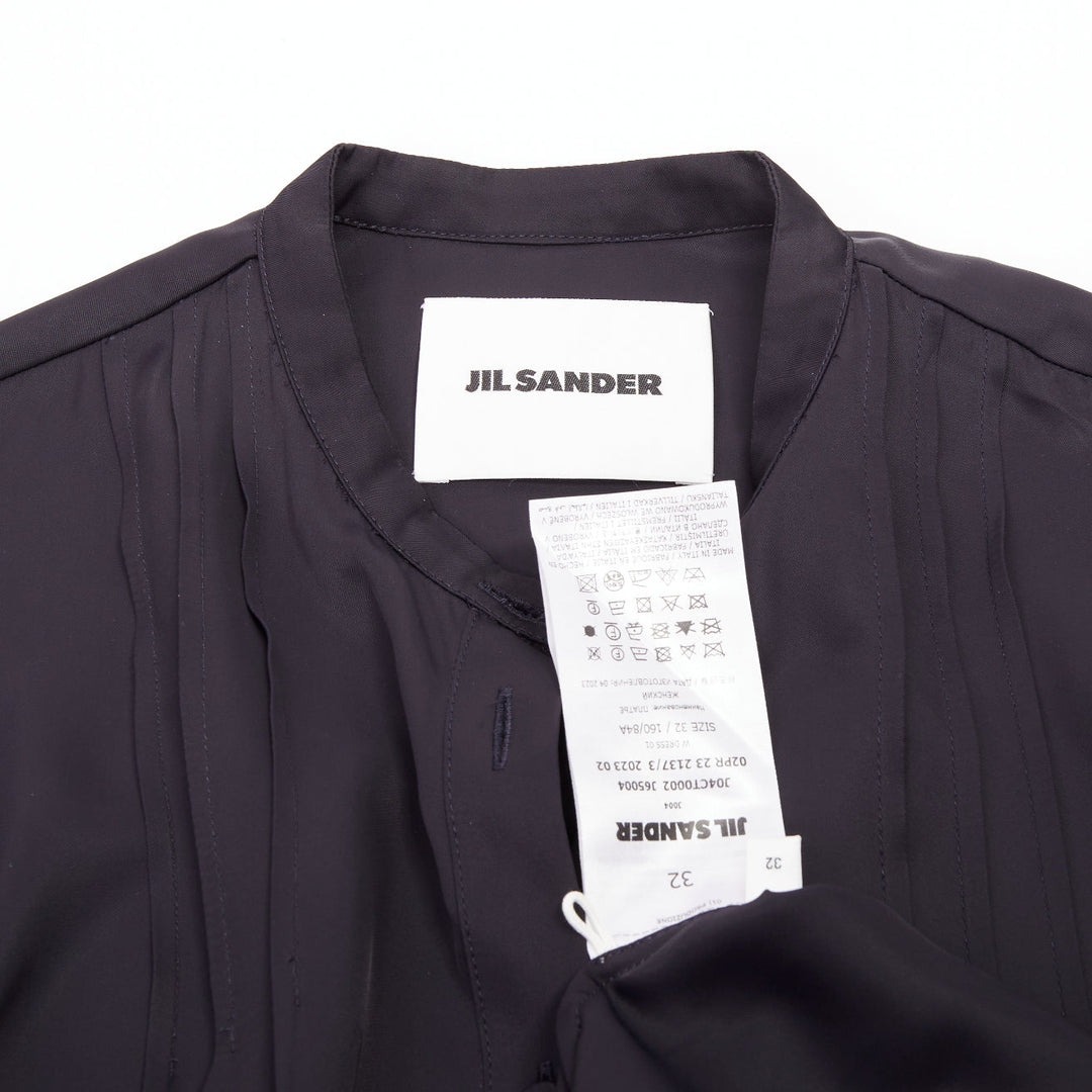 JIL SANDER W Dress 1 Viscose pleated long sleeve button shirt dress FR32 XXS