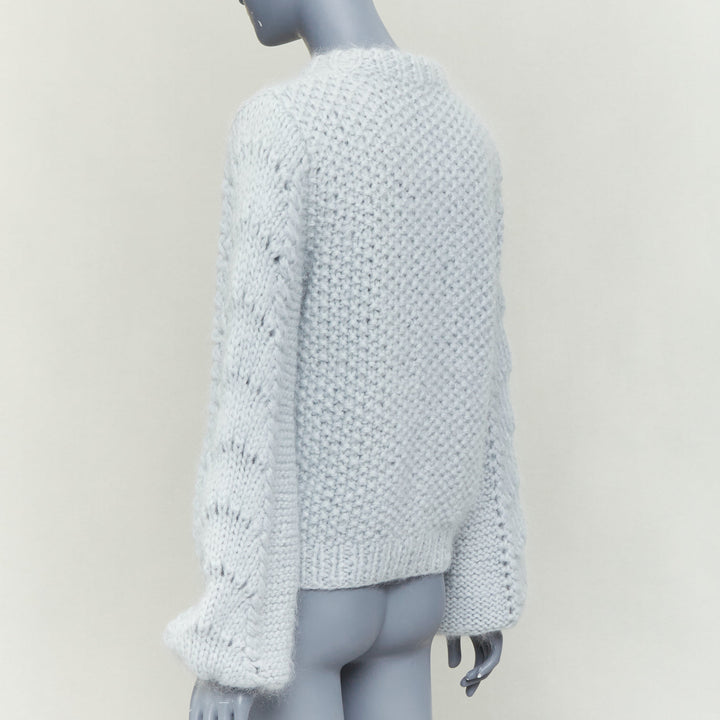 GANNI misty blue mohair wool climate compensated chunky sweater M