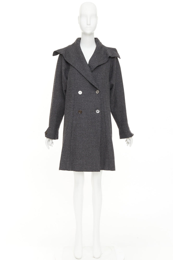 CHANEL 2011 Byzance grey wool oversized cape collar double breasted coat