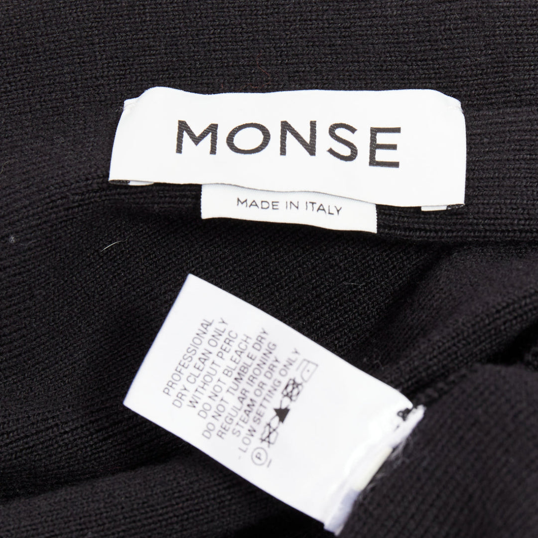 MONSE black extrafine merino wool cut out cold shoulder sweater XS