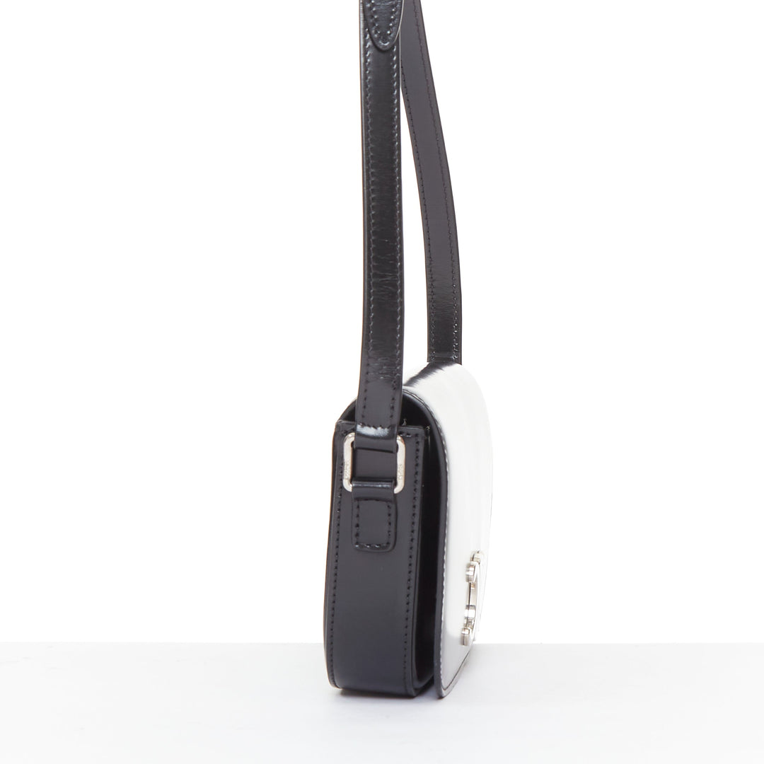CELINE 2020 Besace Triomphe black glossed calfskin leather silver hardware bag