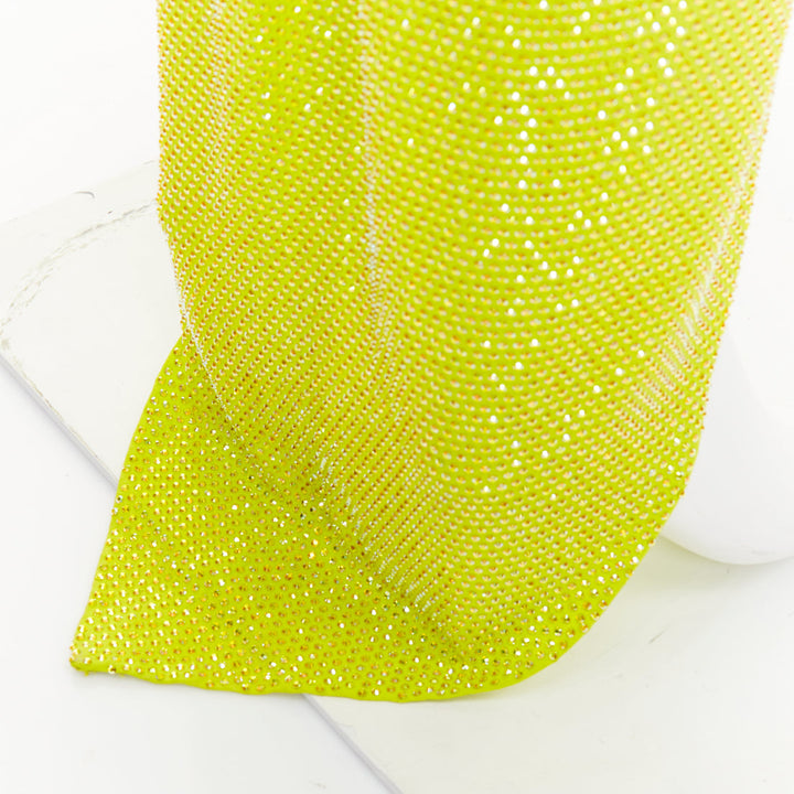 rare ALEXANDRE VAUTHIER COUTURE AW2023 strass crystal neon yellow cut out gown