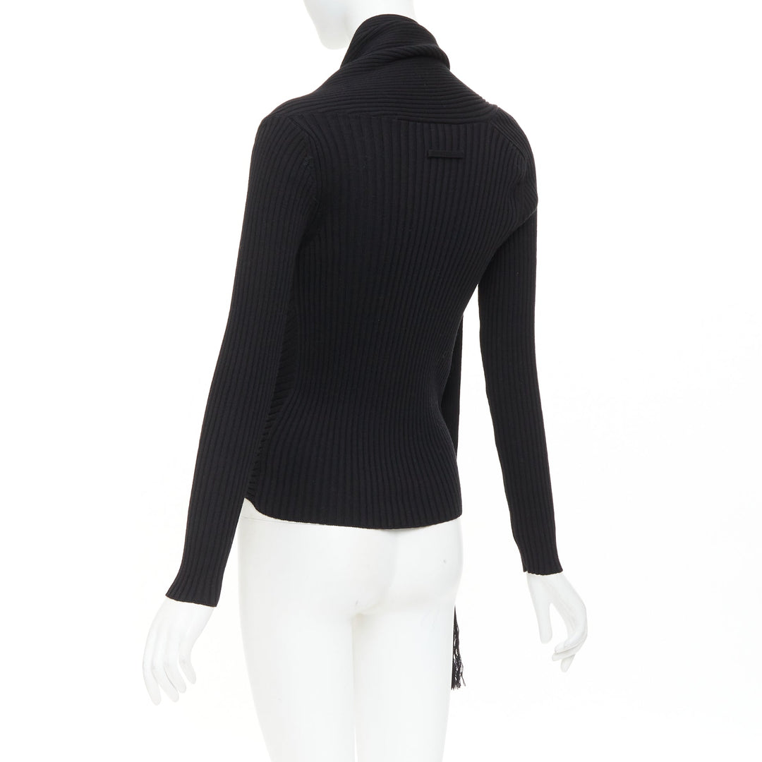 JEAN PAUL GAULTIER Vintage Maille Femme black wool cowl neck sweater L