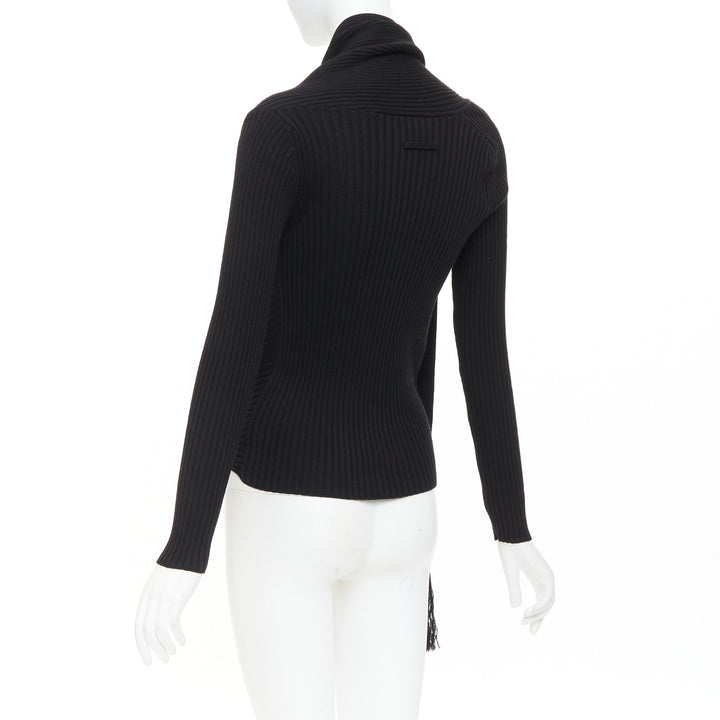 JEAN PAUL GAULTIER Vintage Maille Femme black wool cowl neck sweater L