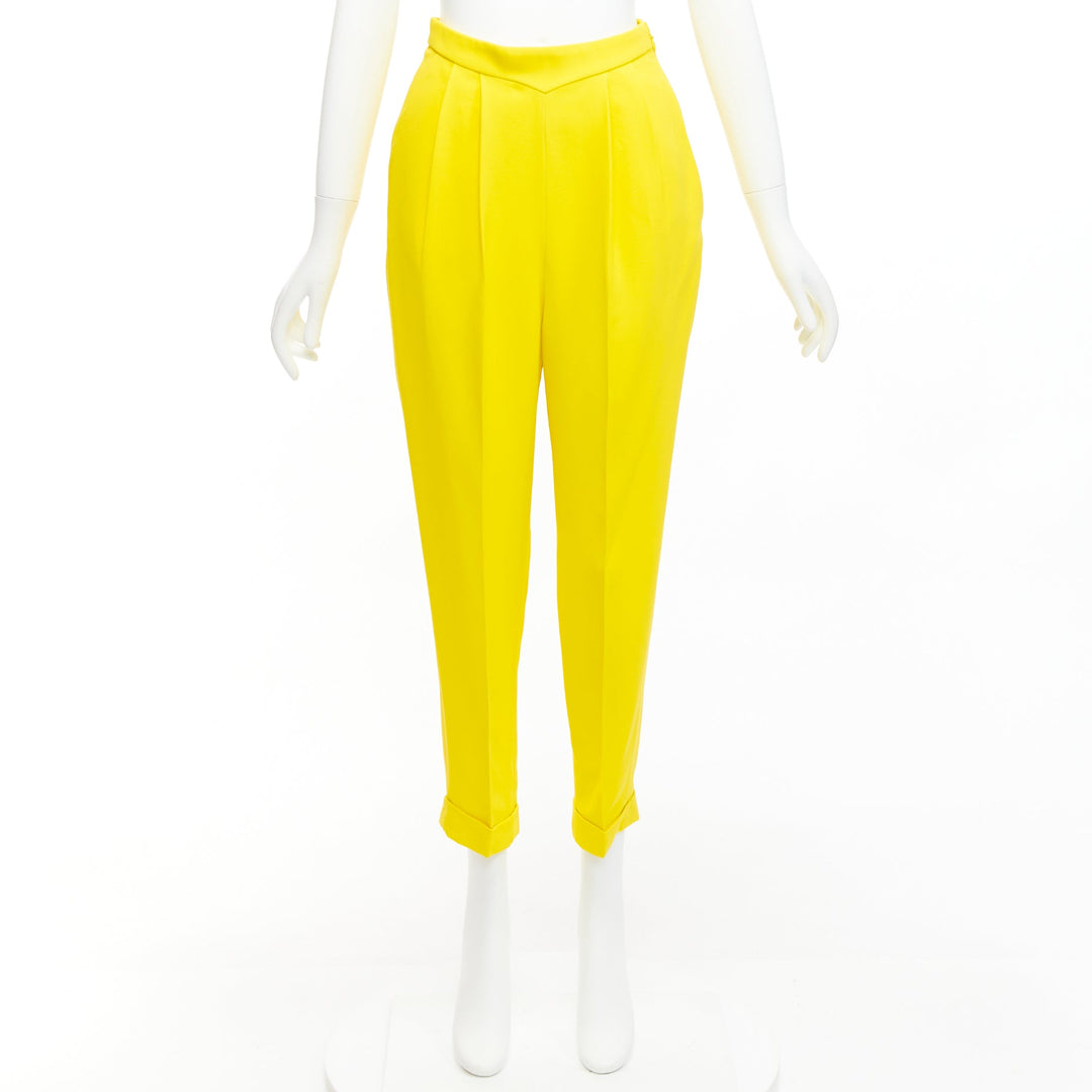 DELPOZO yellow viscose blend high V waistband harem pants FR36 S