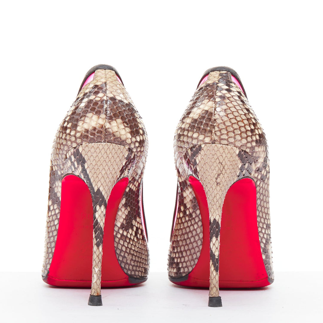 CHRISTIAN LOUBOUTIN Paulina hot pink PVC scaled leather contrast pumps EU39.5