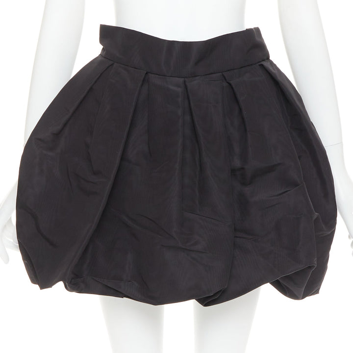 ALEXANDRE VAUTHIER black taffeta silk pleated high waist short bubble skirt