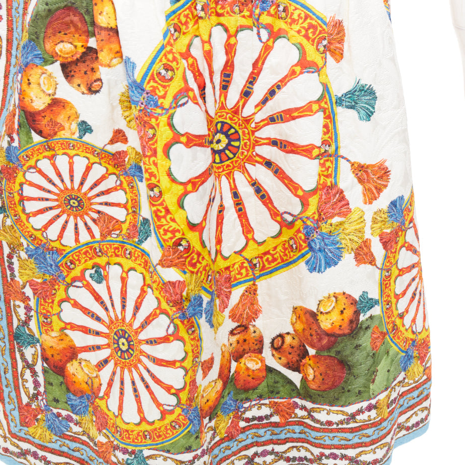 DOLCE GABBANA 2016 Carreto Siciliano print jacquard jacquard mini skirt IT44 L