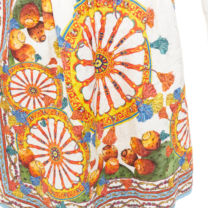 DOLCE GABBANA 2016 Carreto Siciliano print jacquard jacquard mini skirt IT44 L
