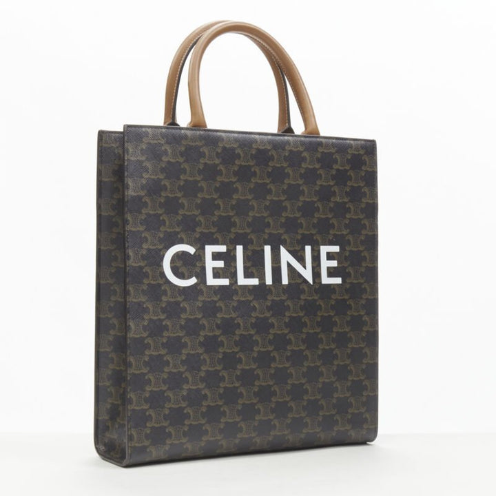 CELINE Hedi Slimane Triomphe Canvas brown monogram Vertical Cabas tote bag