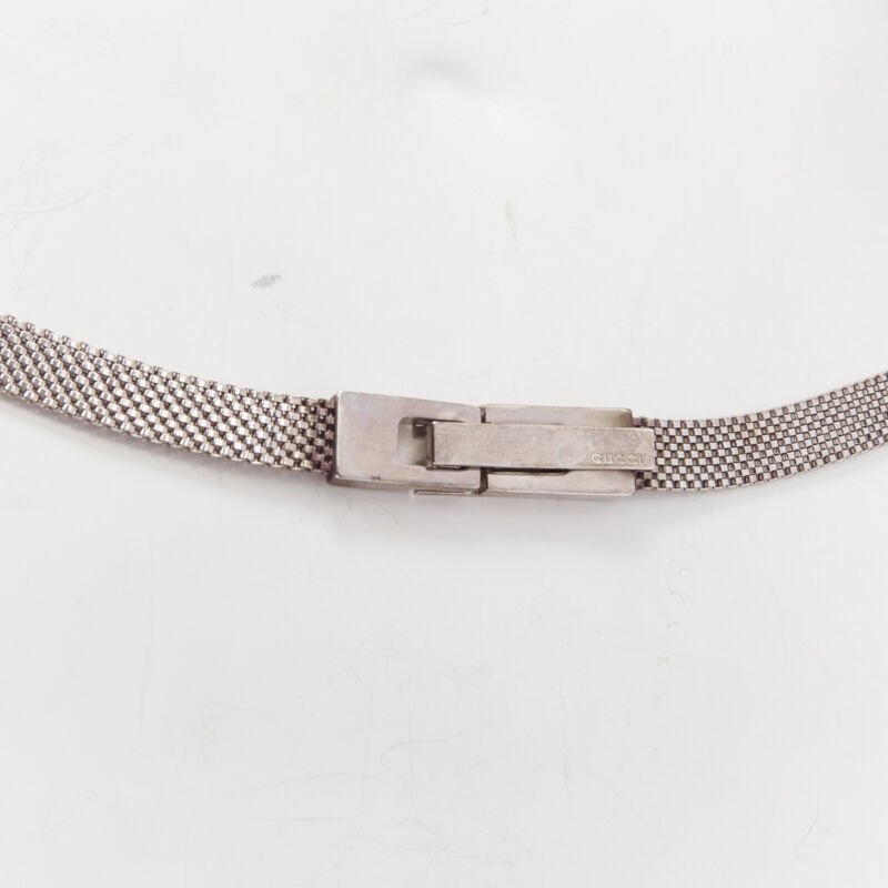 GUCCI Vintage Y2K silver tone interlocking GG logo buckle chainmail skinny belt