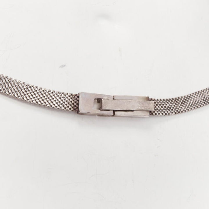 GUCCI Vintage Y2K silver tone interlocking GG logo buckle chainmail skinny belt