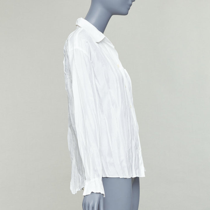 ISSEY MIYAKE Pleats Please white plisse pocketed shirt JP4 XL