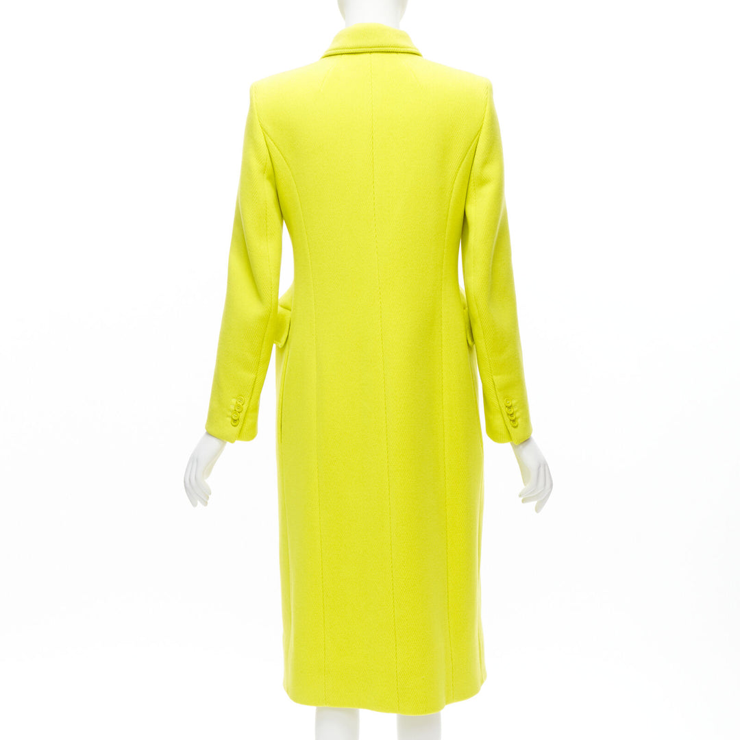 BALENCIAGA Hourglass bright yellow wool double breasted peplum coat FR34 XS