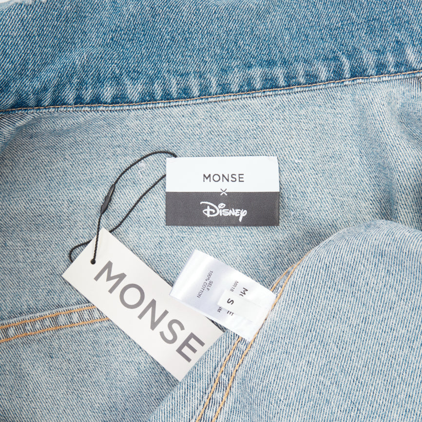 MONSE 2019 DISNEY Pluto light wash distressed denim cocoon jacket XS