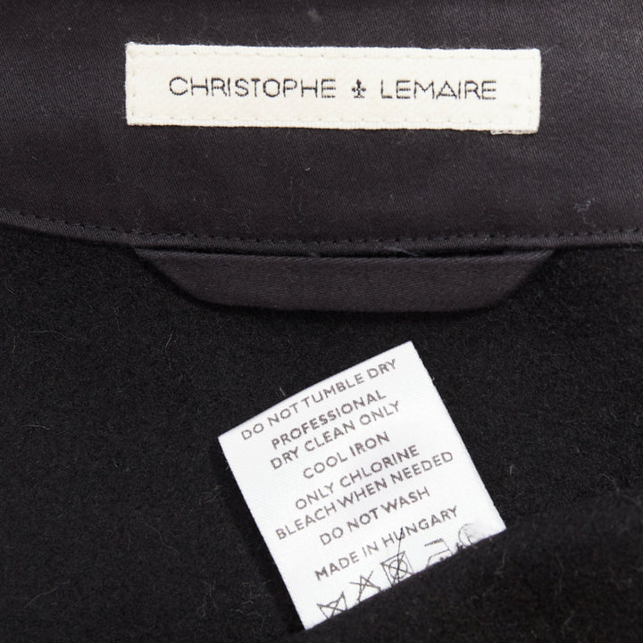 LEMAIRE black virgin wool felt horn buttons pocketed waist coat Sz.2 M