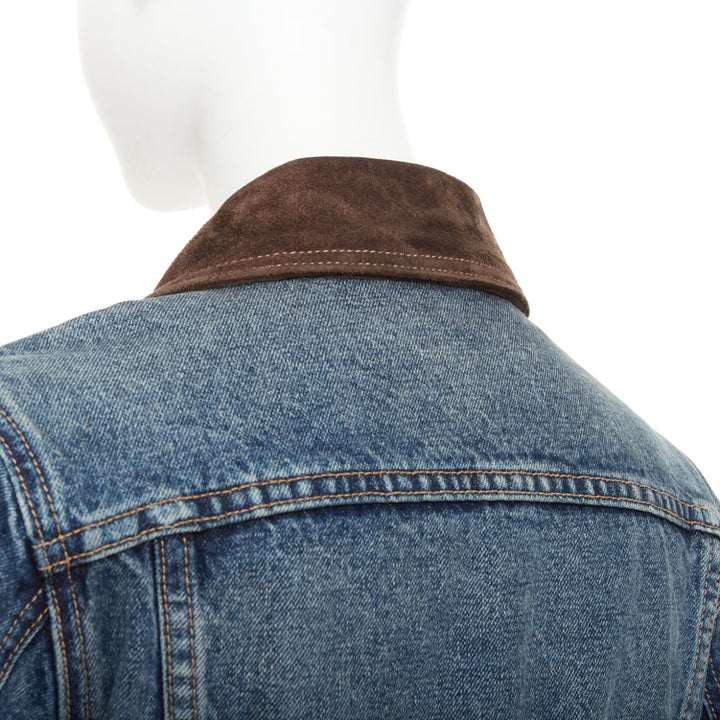 NILI LOTAN Brooklyn Simon Wash suede paneled western trucker denim jacket S