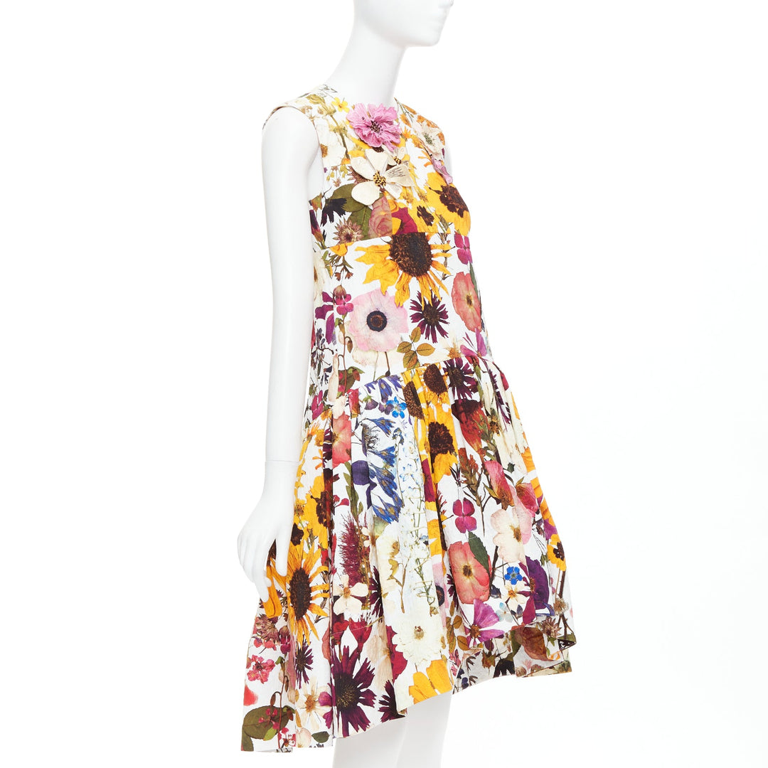 OSCAR DE LA RENTA 2021 floral embellished cloque bubble dress US0 XS