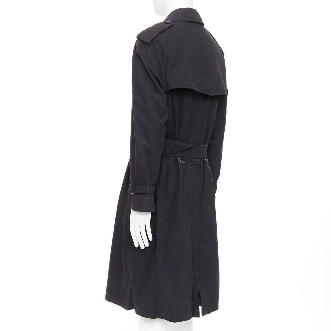 BURBERRY Westminster Heritage black Gabardine House Check  trench coat IT48 M