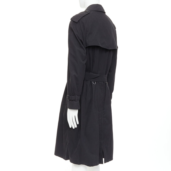 BURBERRY Westminster Heritage black Gabardine House Check  trench coat IT48 M
