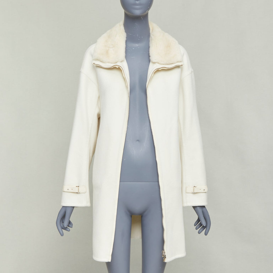 LORO PIANA Baby Cashmere Jubilee cream double face cashmere lambskin fur coat S