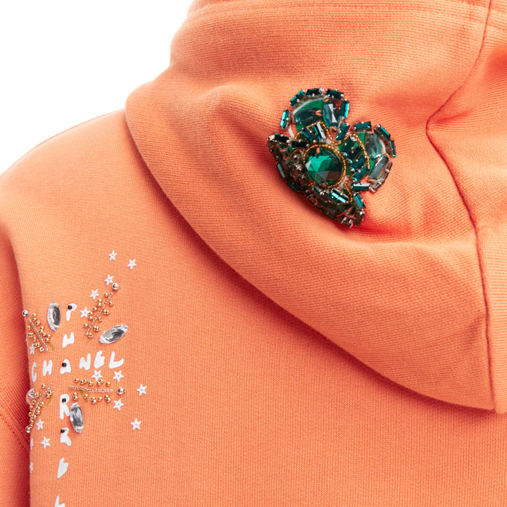 CHANEL Pharrell Williams 19D orange lesage crystal embroidered hoodie M
