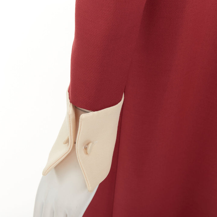 VALENTINO 2013 Runway red beige colorblock sheer chest panel maxi dress IT40 S
