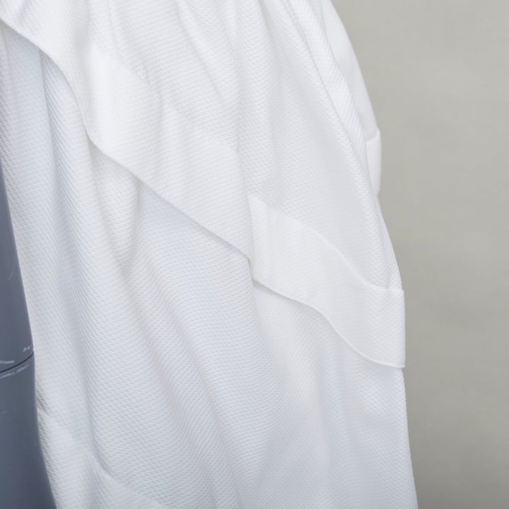 ALAIA ivory cotton waffle panelled tulip bubble knee length skirt FR40 L