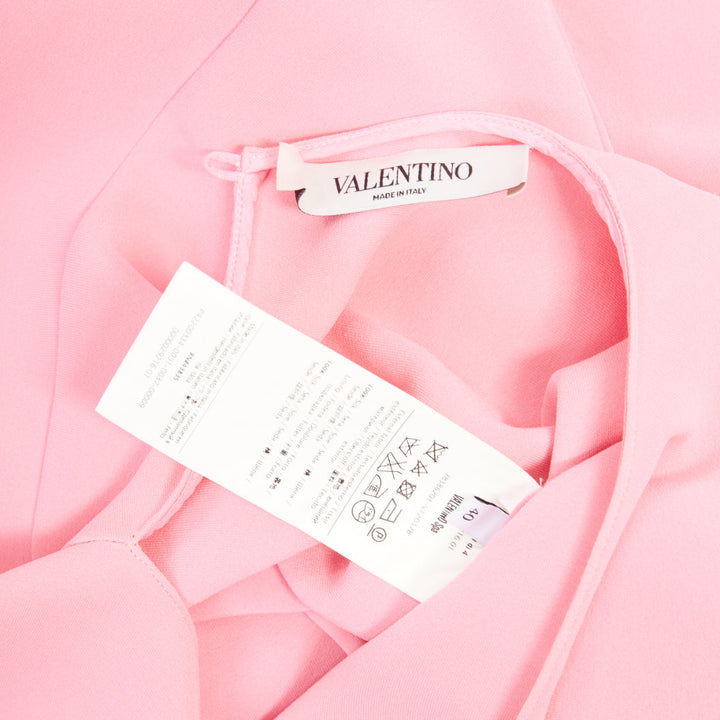 VALENTINO light pink silk crepe short flared dropped waist peplum blouse IT40 S