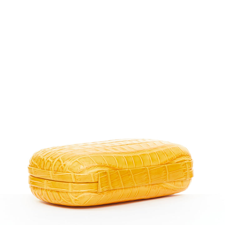 BOTTEGA VENETA Pochette Knot yellow exotic leather minaudiere box clutch bag