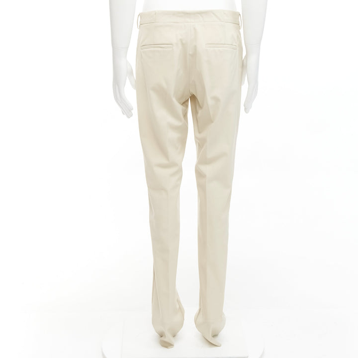 LA PERLA light beige virgin wool blend straight leg minimal classic pants M