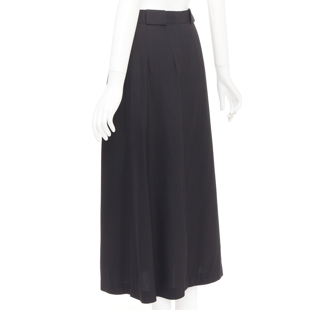 THE ROW black viscose pleated waist silk lined high waist midi skirt US0 XS