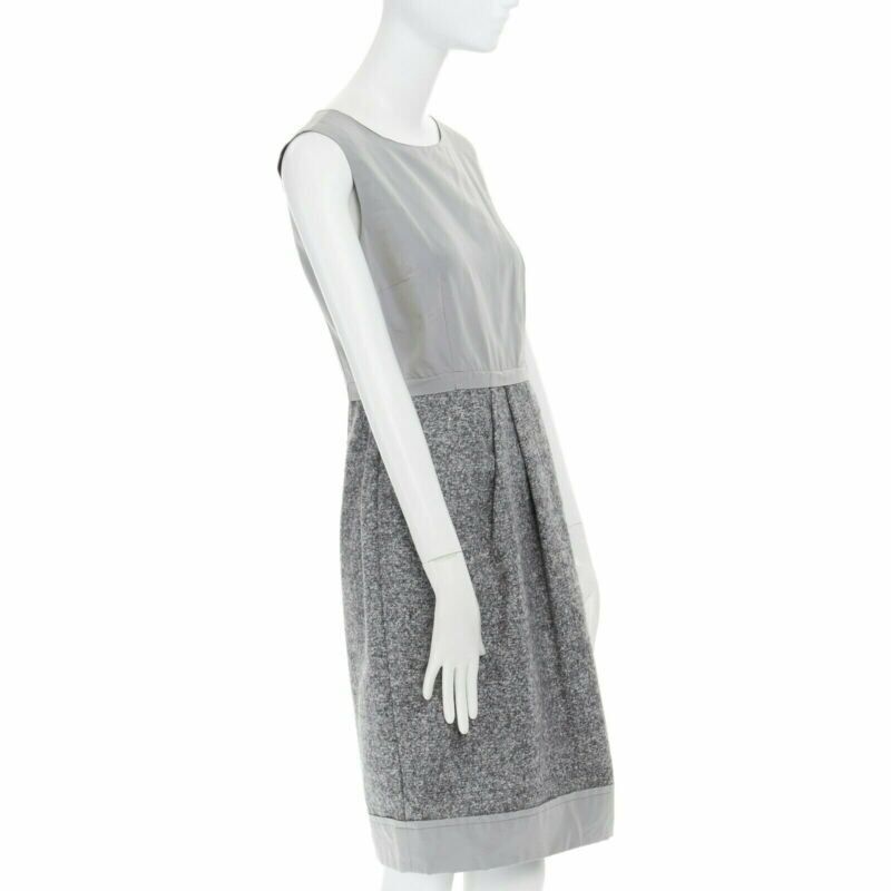 MAX MARA grey polyamide speckle wool skirt sleeveless work dress US8 FR40 M