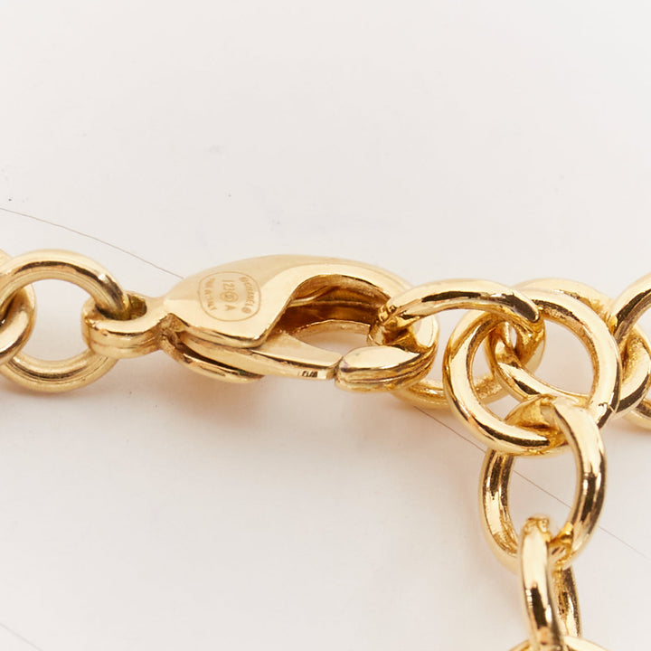CHANEL I23A gold-tone CC  crystal strass pave black leather choker necklace