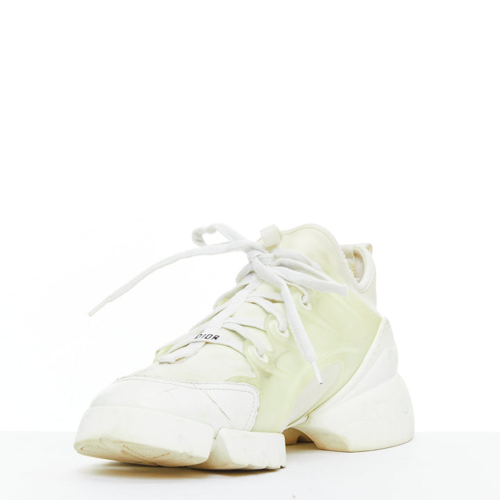 CHRISTIAN DIOR D-Connect white cream rubber layer sneakers EU38