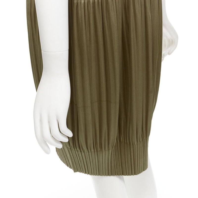 ISSEY MIYAKE PLEATS PLEASE gold V neck bubble skirt pleated plisse dress JP4 XL