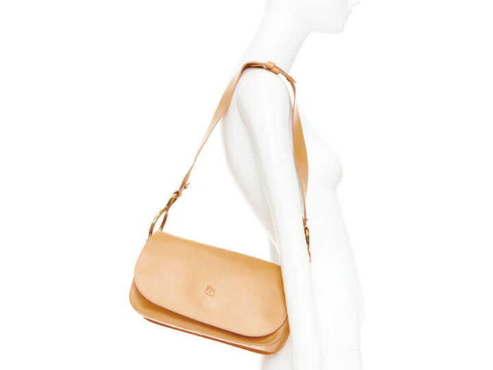 IL BISONTE Salina tan natural leather gold rings crossbody satchel bag
