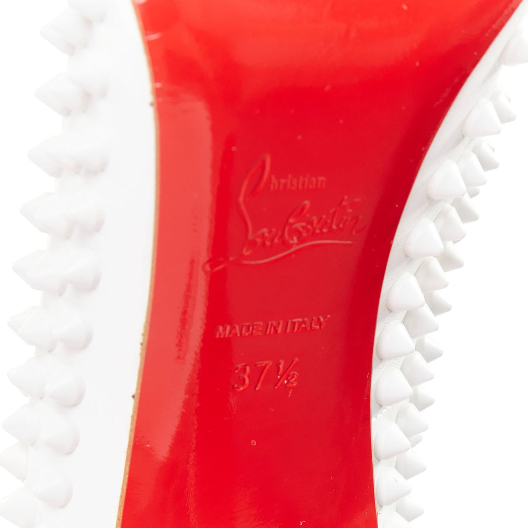 CHRISTIAN LOUBOUTIN Pigalle Spikes 100 white matte leather spike pumps EU37.5