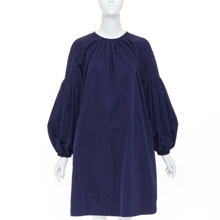 CALVIN KLEIN 205W39NYC Raf Simons navy polyester bishop sleeve  dress IT38 XS