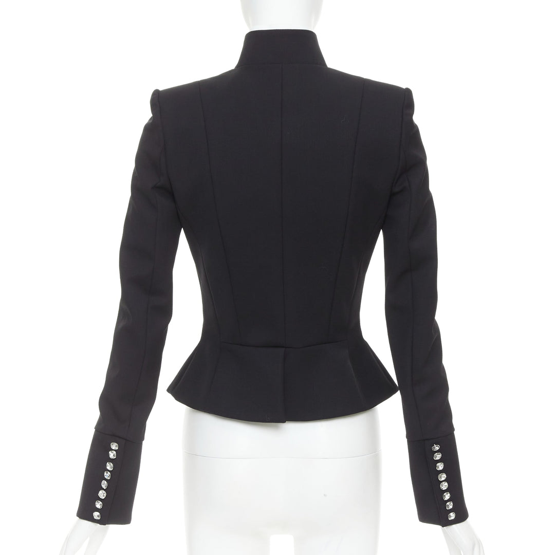 ALEXANDRE VAUTHIER COUTURE AW2018 Runway black crystal crop officer jacket FR36