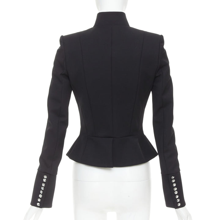 ALEXANDRE VAUTHIER COUTURE AW2018 Runway black crystal crop officer jacket FR36