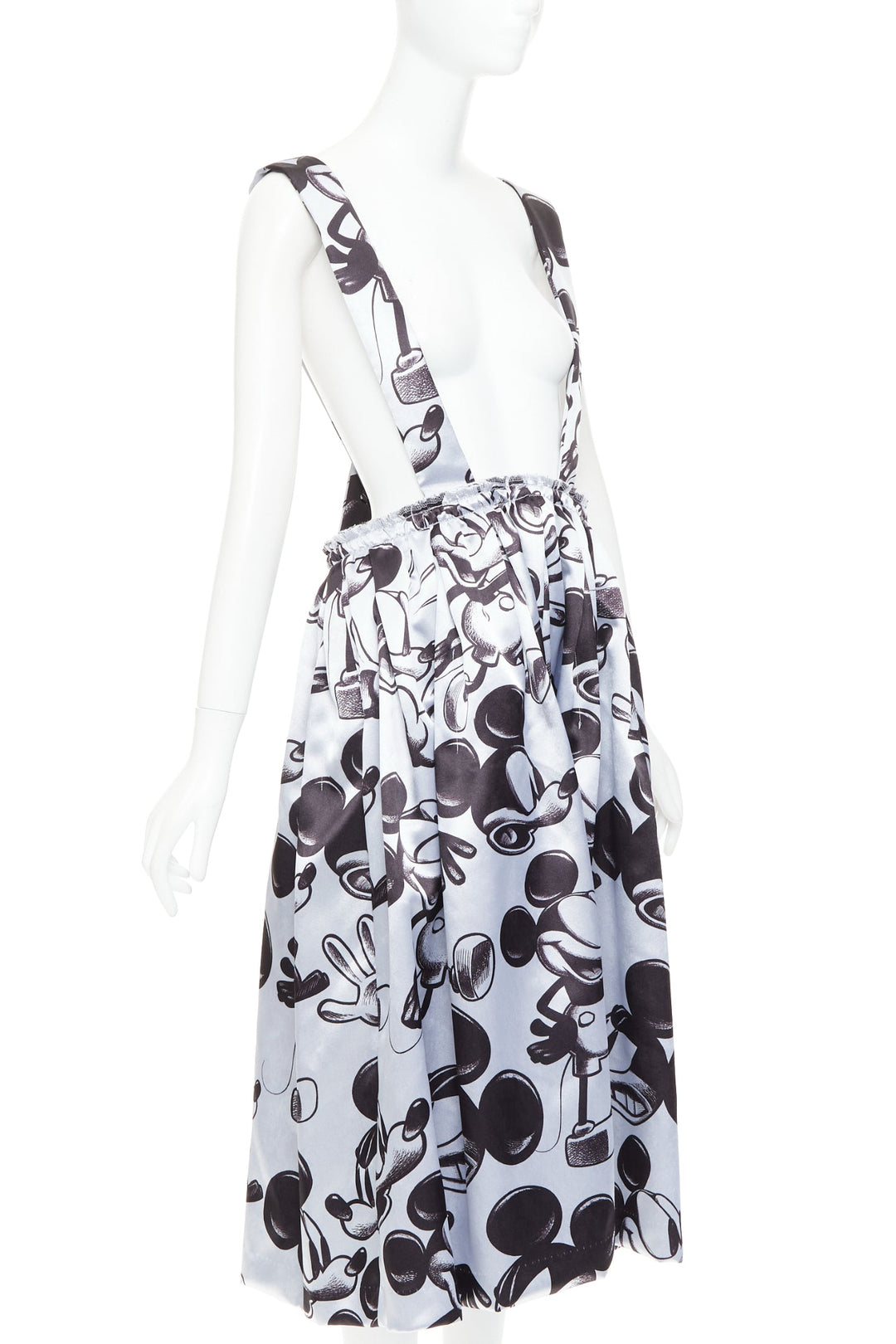 COMME DES GARCONS  2020 DISNEY Mickey Mouse silver suspender skirt pinafore S